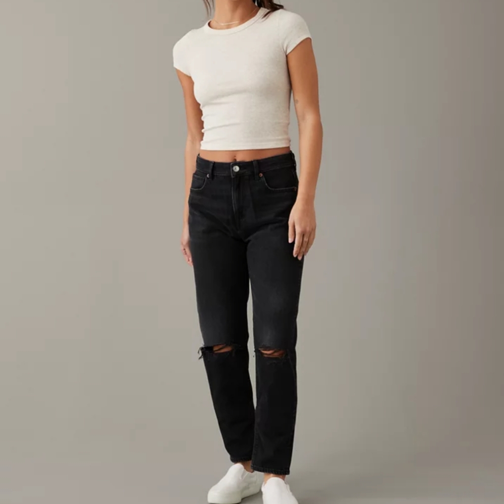 American Eagle Outfitters Women's Black Ripped Skinny Jeans